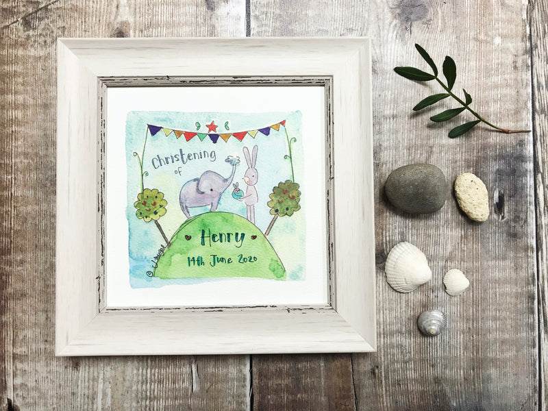 Little Framed Print "Christening Elephant" can be personalised