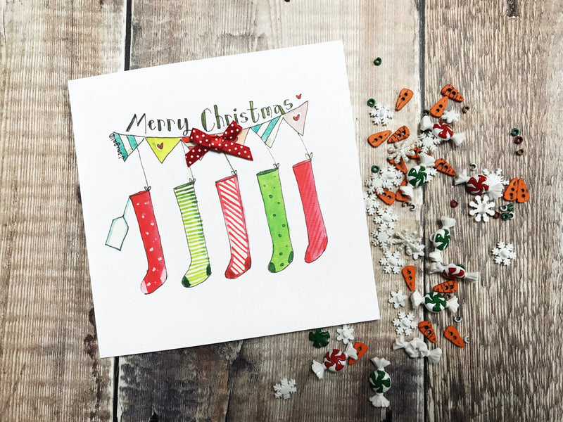 "5 Stockings" Christmas Card - Personalised