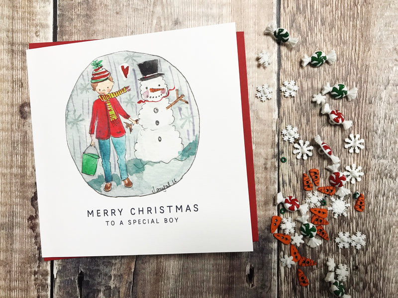 "Merry Christmas to a Special Boy" Christmas Card - Personalised