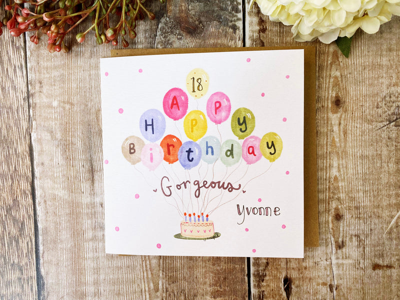 Gorgeous birthday balloons Card - Personalised