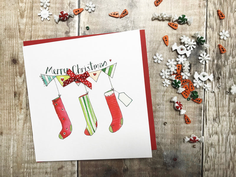 "3 Stockings" Christmas Card - Personalised