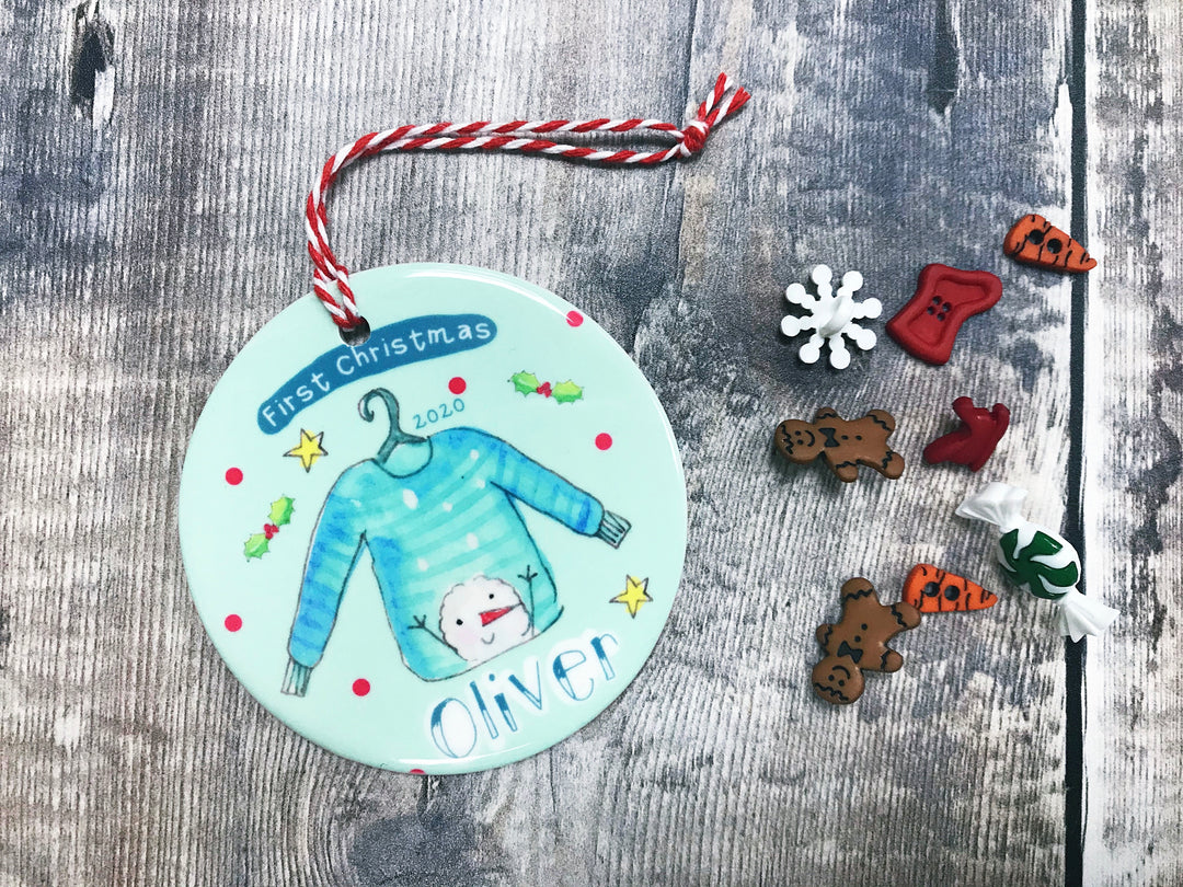 First Christmas Blue Ceramic circle