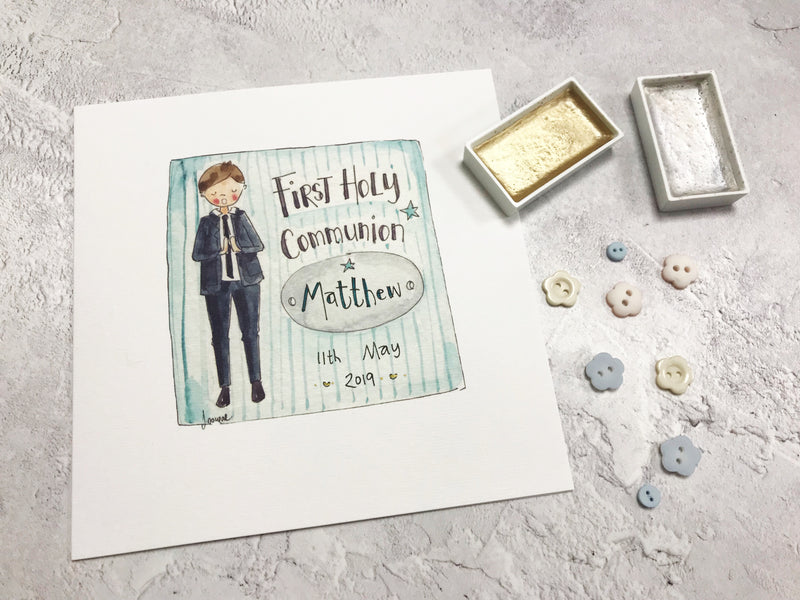 First Holy Communion, Boy Card - Personalised