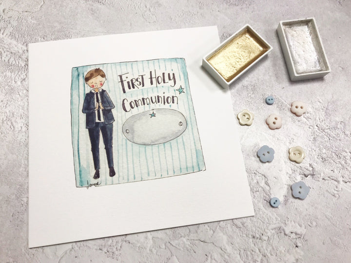 First Holy Communion, Boy Card - Personalised