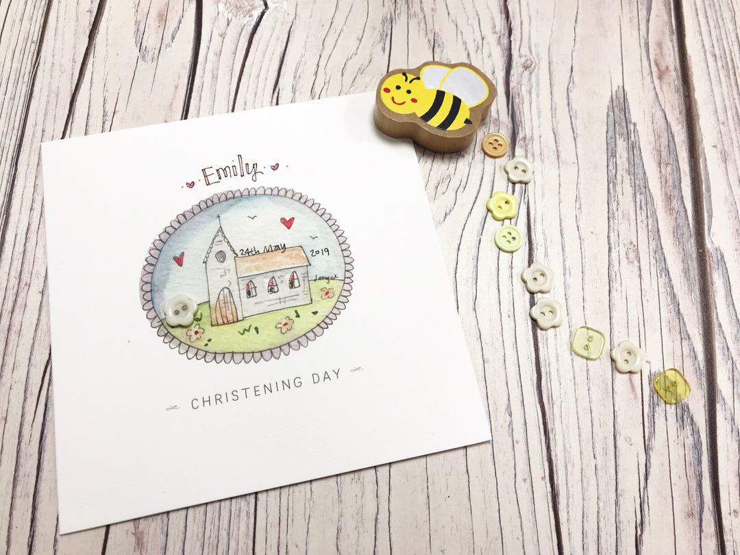 Christening Day Little Church Card- Personalised