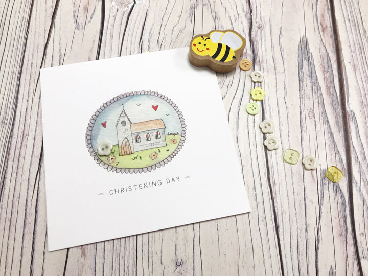 Christening Day Little Church Card- Personalised