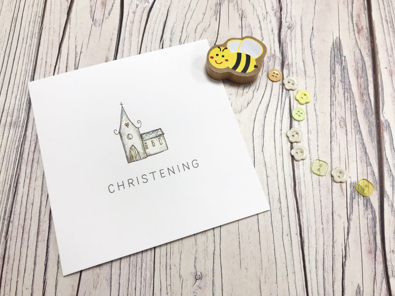 Little Church Christening Card - Personalised