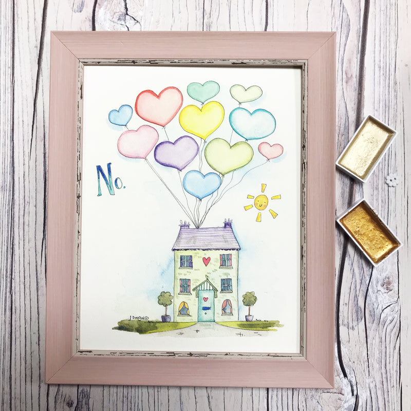 NEW Medium Framed Picture "Balloon House"