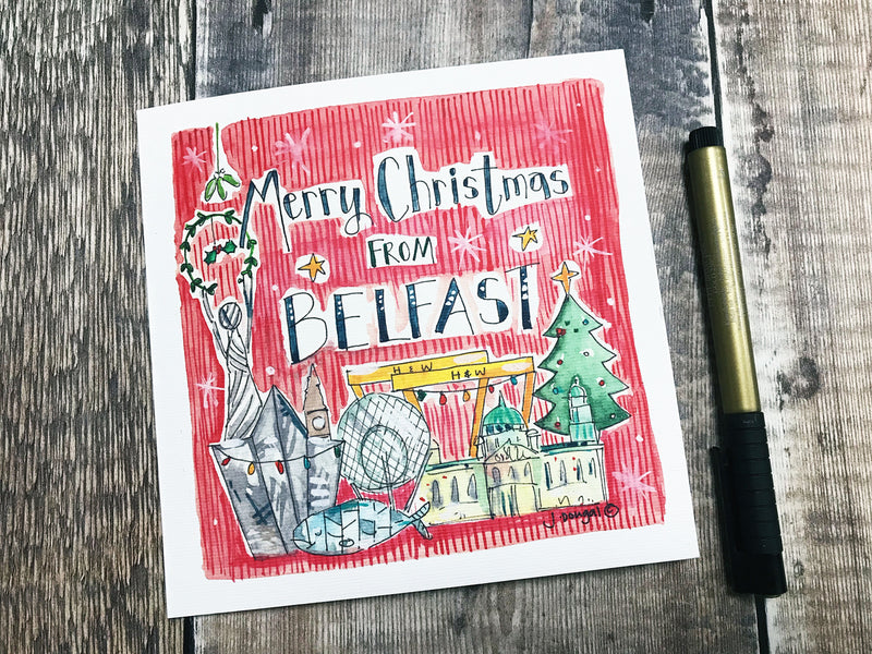 Merry Christmas from Belfast Card - Personalised