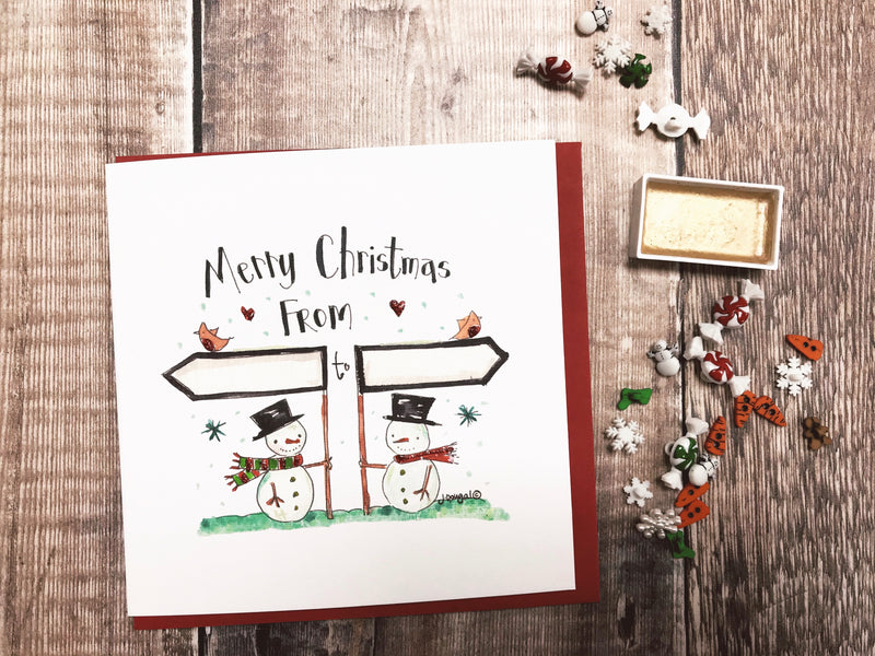 "Snowman Sign Posts Card" Card - Personalised