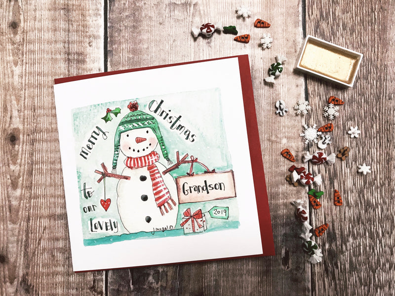 "Snowman" Christmas Card - Personalised