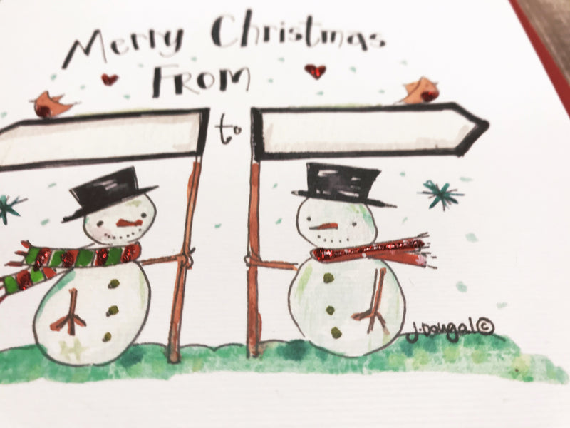 "Snowman Sign Posts Card" Card - Personalised