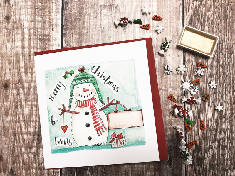 "Snowman" Christmas Card - Personalised