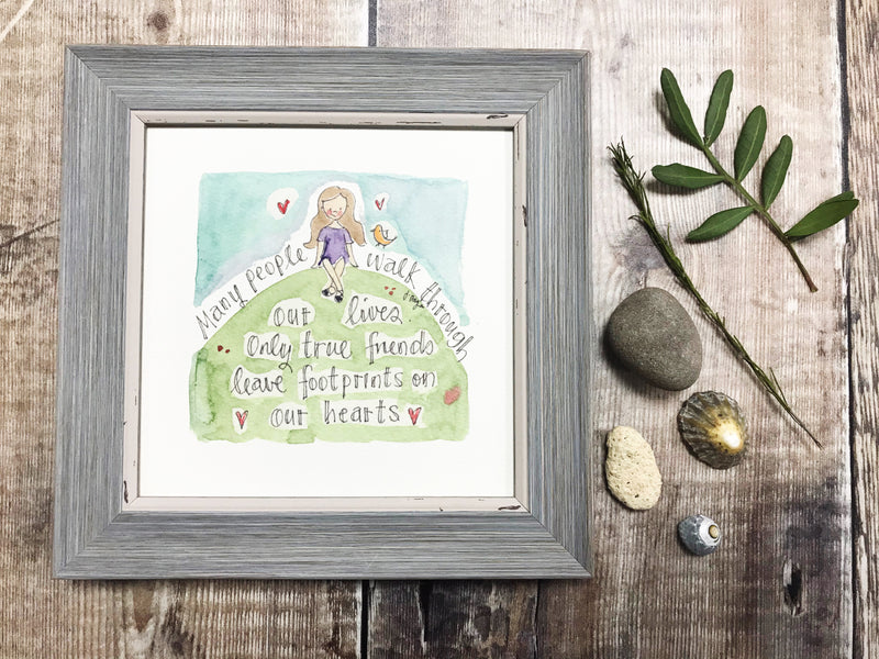 Little Framed Print "Many People Friends" can be personalised