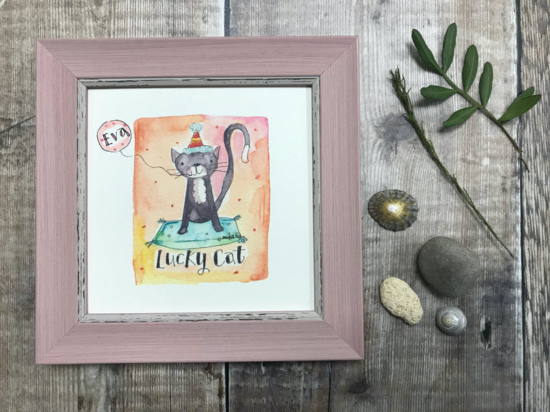 Framed Print "Lucky Cat" can be personalised