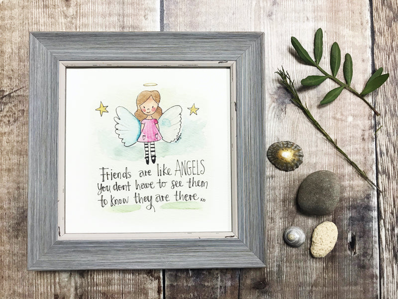 Little Framed Print "Friends are like Angels" can be personalised