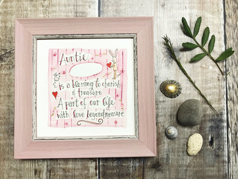 Little Framed Print "Auntie to Cherish" can be personalised