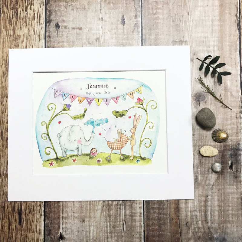 "Christening Elephant" Personalised Print