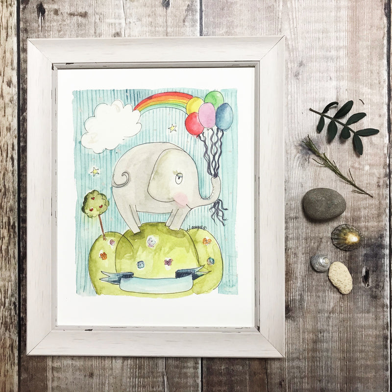 "Baby Boy Elephant" Personalised Print