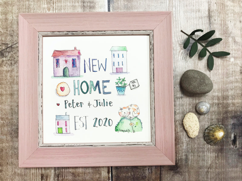 Framed Print "New Home Est" can be personalised