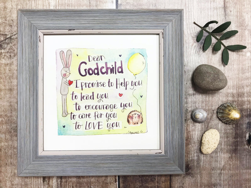 Framed Print "Dear Godchild" can be personalised