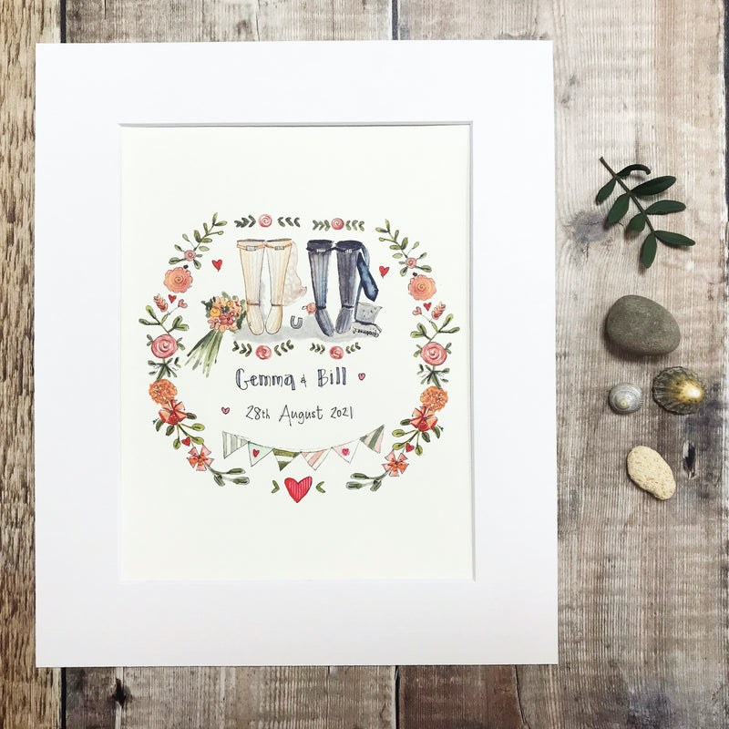 "Wedding Wellies" personalised Print