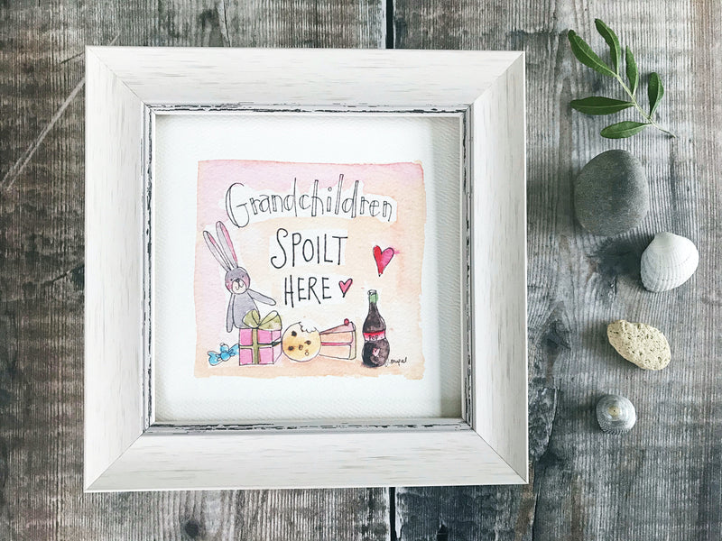 Little Framed Print "Grandchildren Spoilt Here" can be personalised