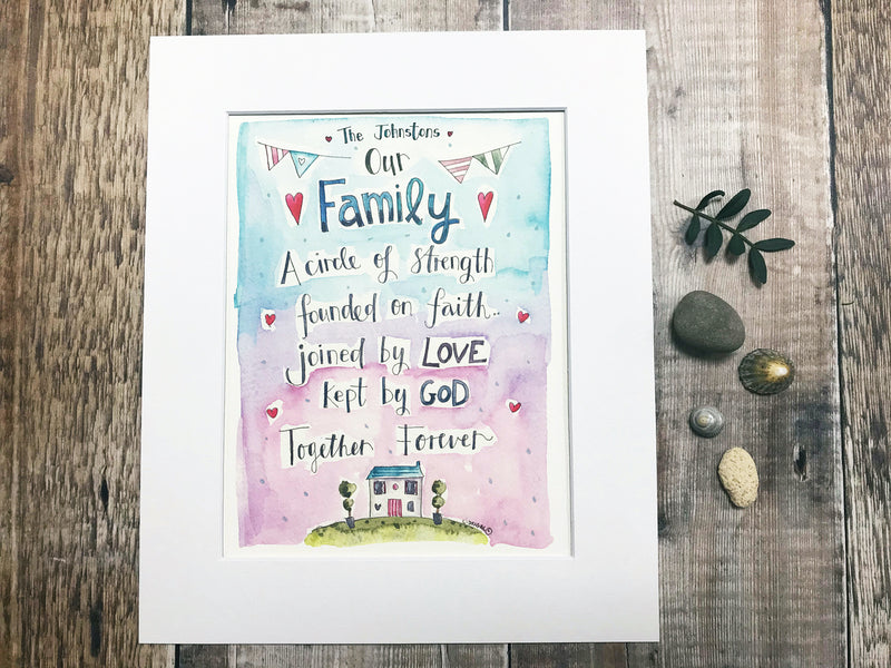 "Our Family Surrounded by Love" Personalised Print