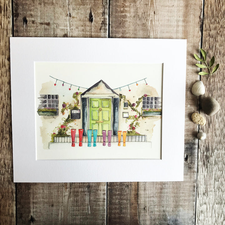 "Green Door 4 Wellies" Personalised Print