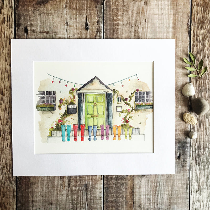 "Green Door 6 Wellies" Personalised Print