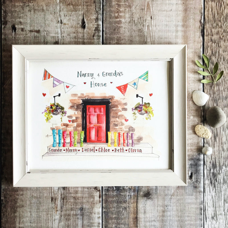 "Red Door 6 Wellies" Personalised Print