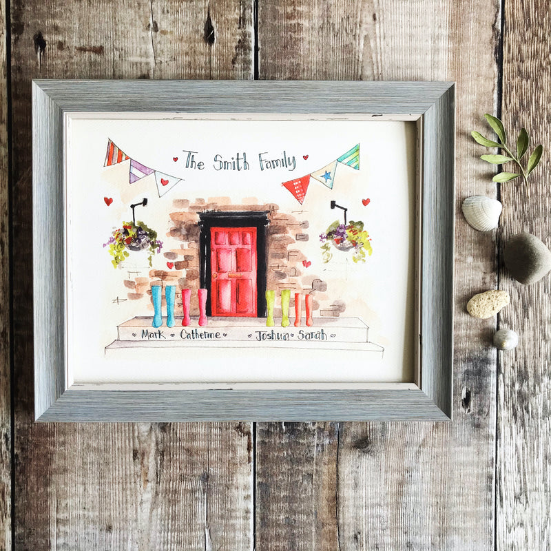 "Red Door 4 Wellies" Personalised Print