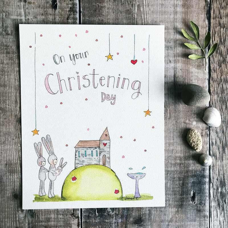 "Christening Girl" Personalised Print