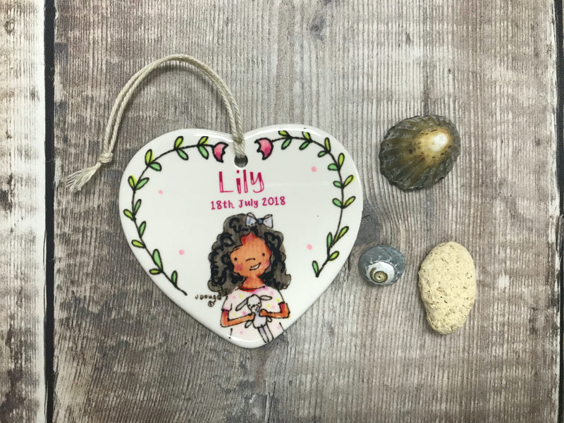 Personalised Little Girl Ceramic Heart