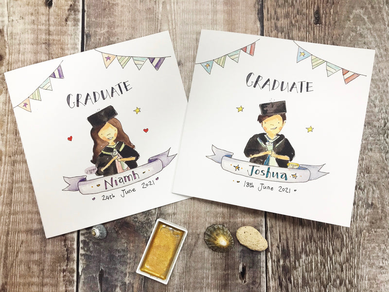 Dark Hair Boy Graduate Card - Personalised