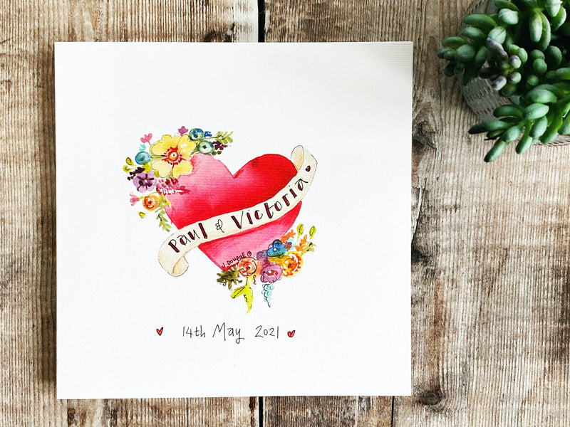 Little Floral Heart Card - Personalised