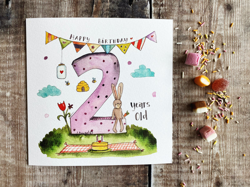 Picnic 2nd Birthday Card - Personalised