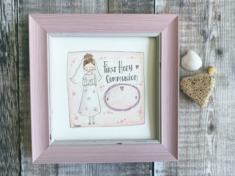 Framed Print Girl "First Holy Communion" can be personalised