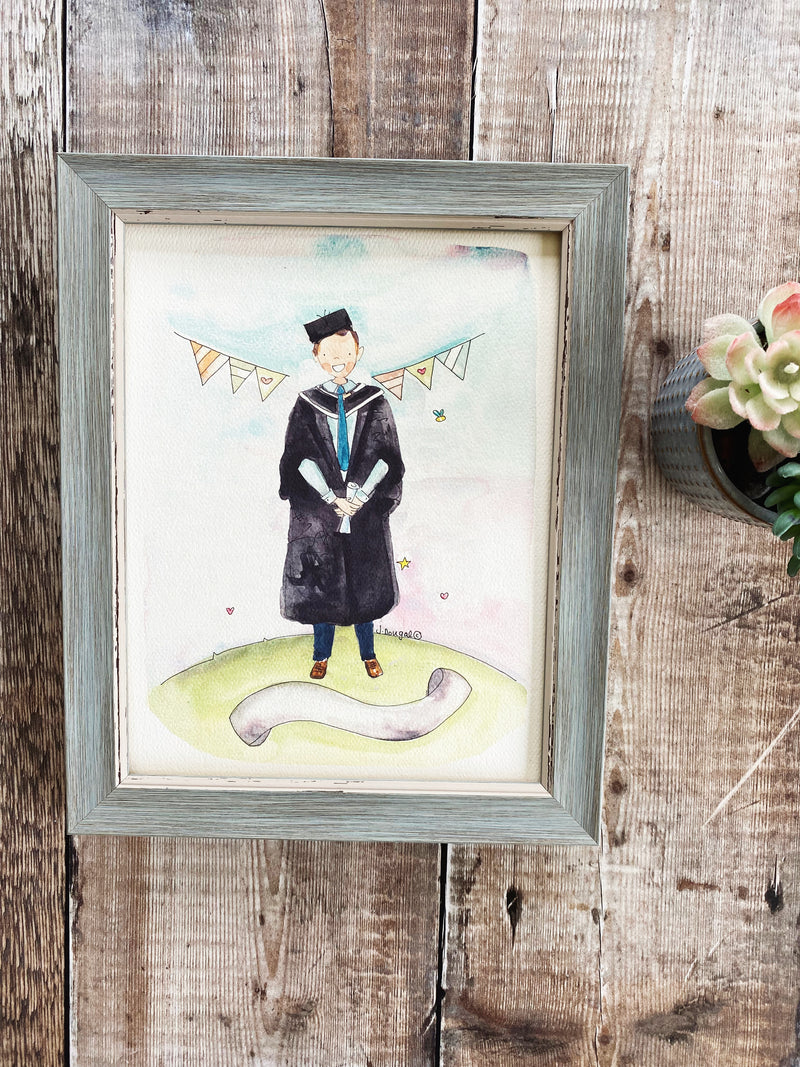 NEW "Boy Graduate" Print with background