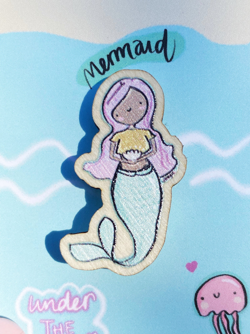 Little Mermaid Wooden Pin