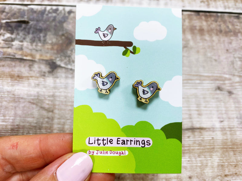 Little Pigeons Wooden Earrings Hypoallergenic