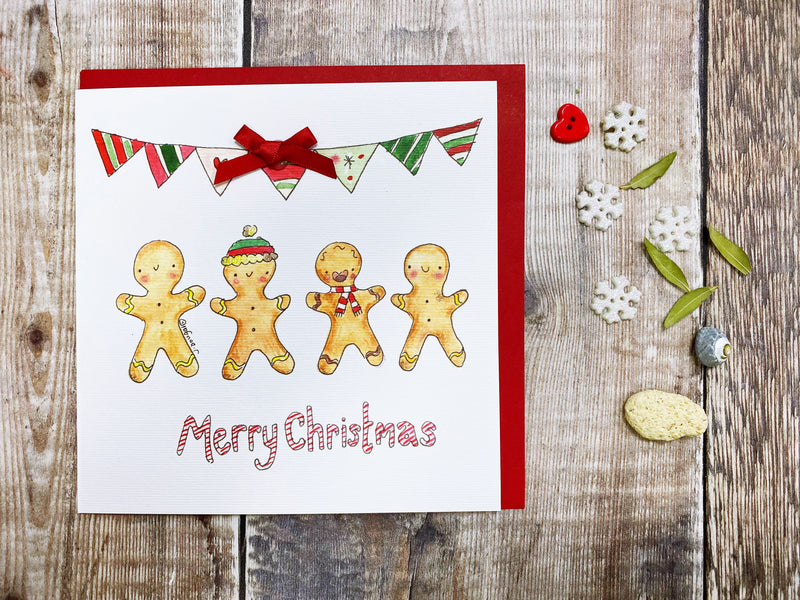 4 Gingerbread Family Christmas Card - Personalised