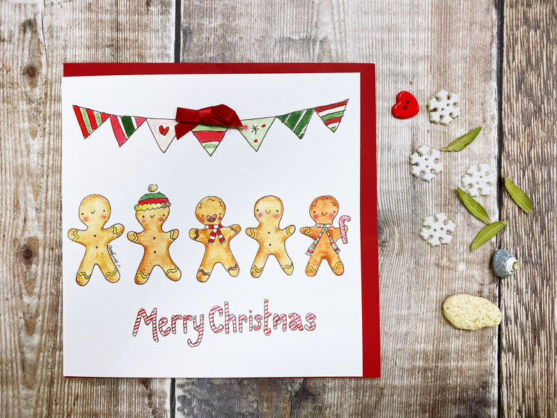 5 Gingerbread Family Christmas Card - Personalised