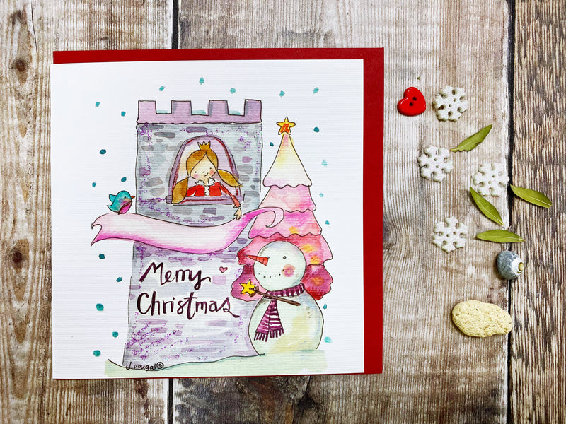 Princess Castle Christmas Card - Personalised