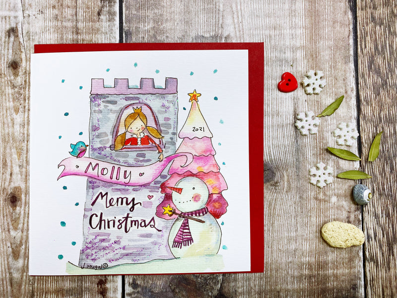 Princess Castle Christmas Card - Personalised