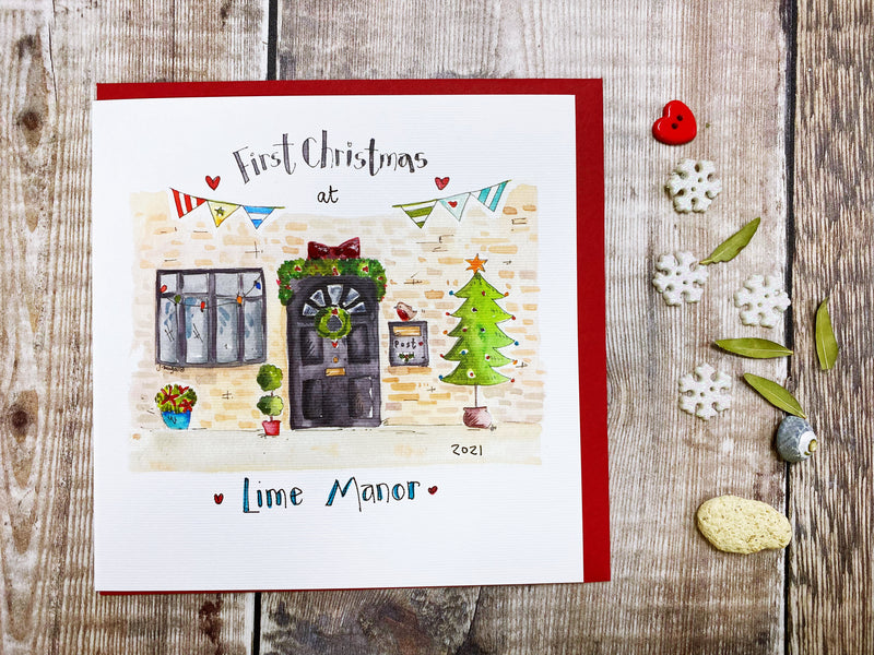 "First Christmas in your New Home address" Christmas Card - Personalised