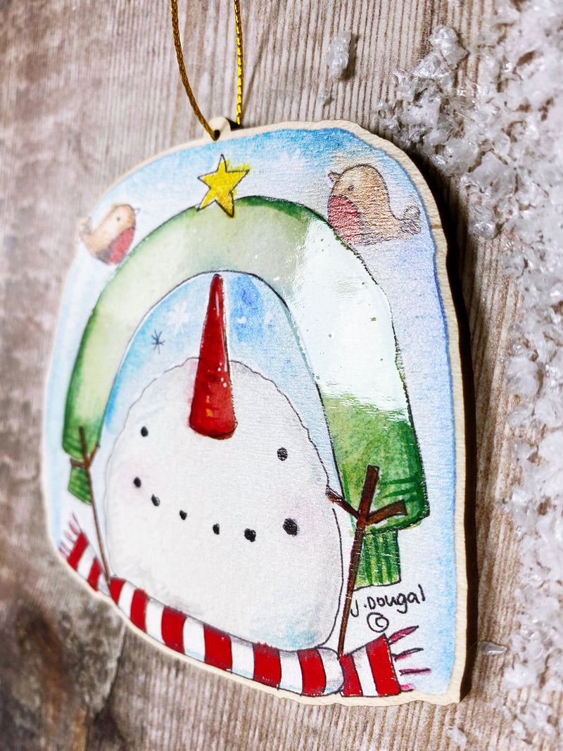 Wooden Hanging Snowman Christmas Decoration