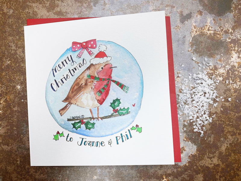 "Little Robin " Christmas Card - Personalised