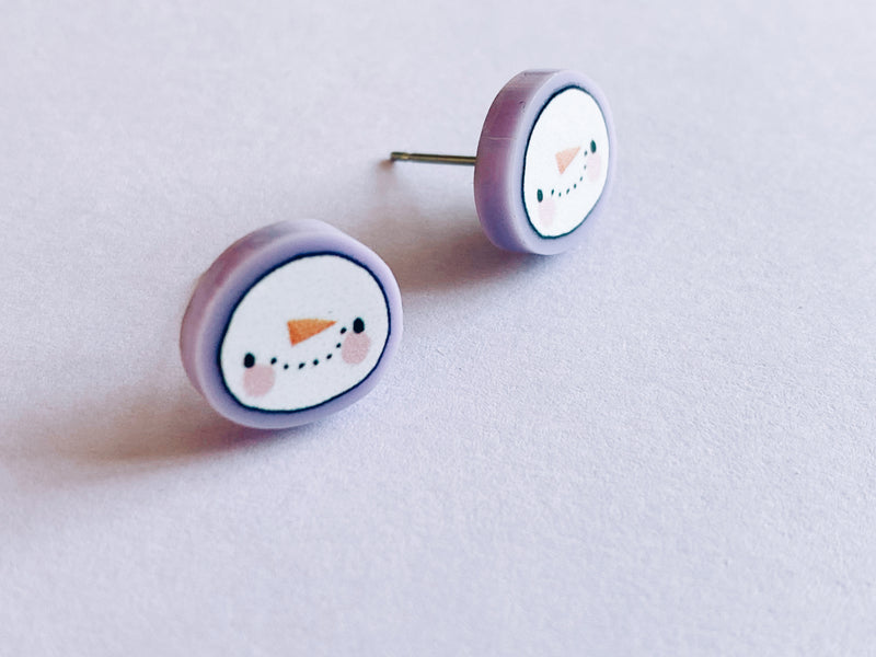 Snowman Head Acrylic Earrings Hypoallergenic