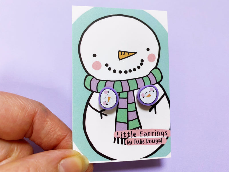 Snowman Head Acrylic Earrings Hypoallergenic